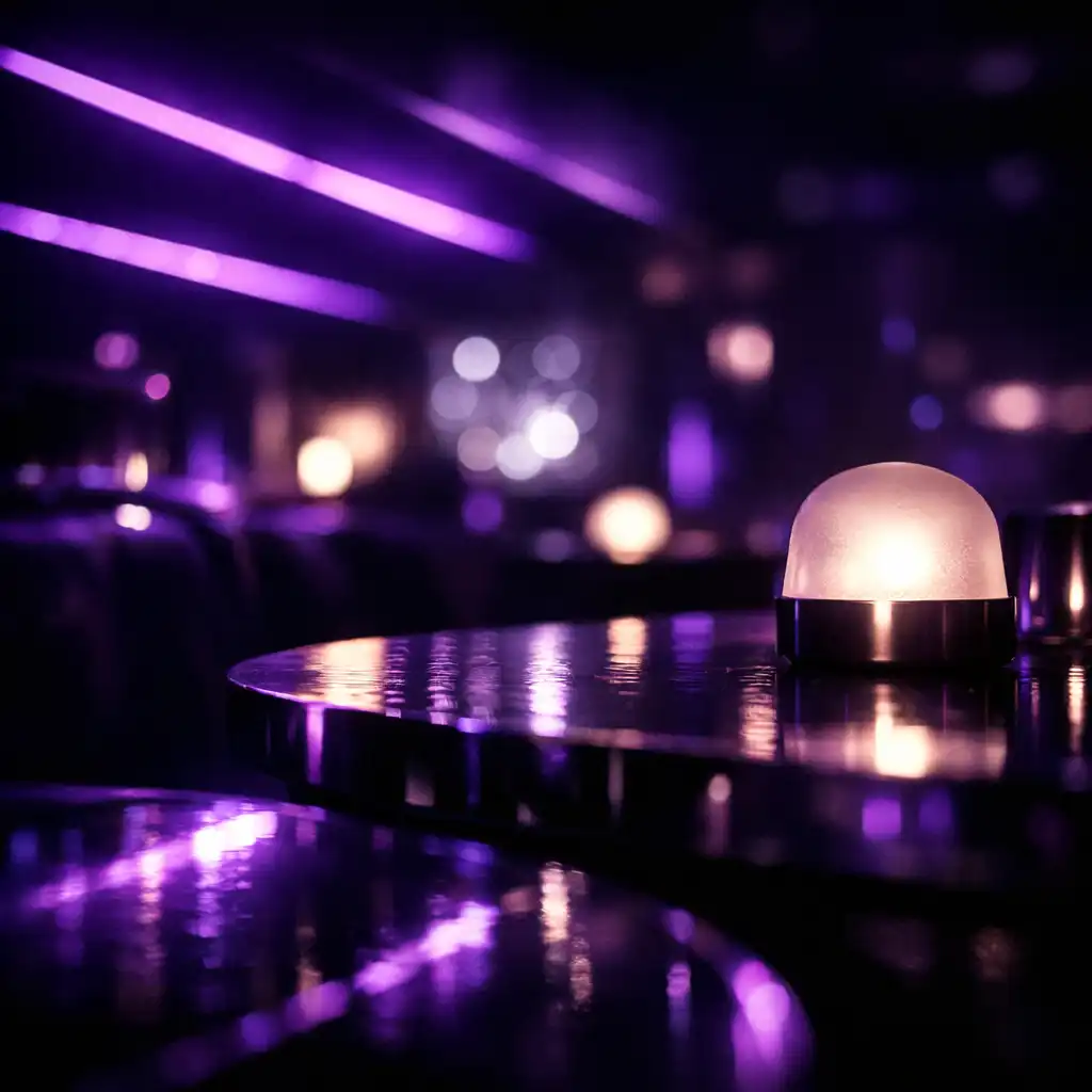 Close-up of violet lighting and reflections