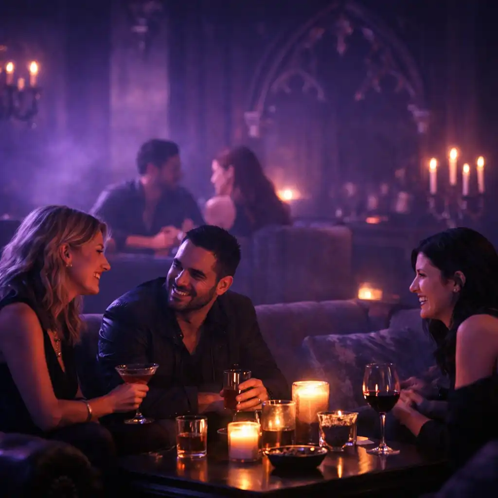 Guests enjoying a moody lounge celebration